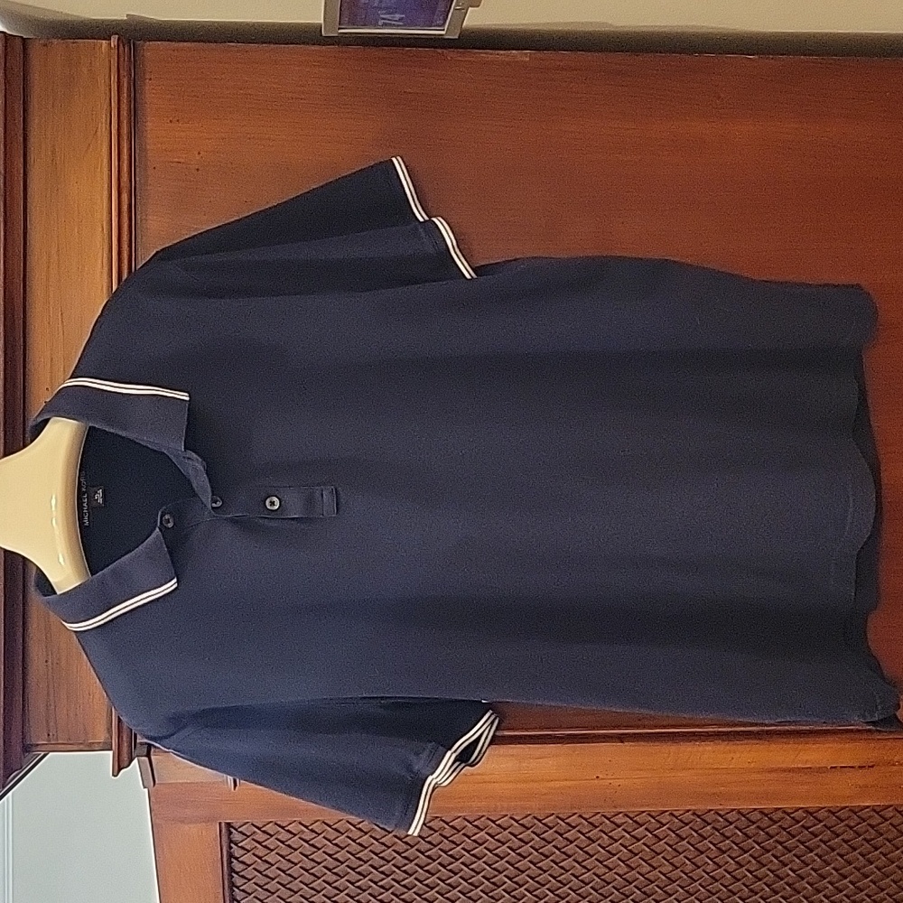Michael Kors | 100% Cotton Navy Short Sleeve Polo Shirt - Size XL